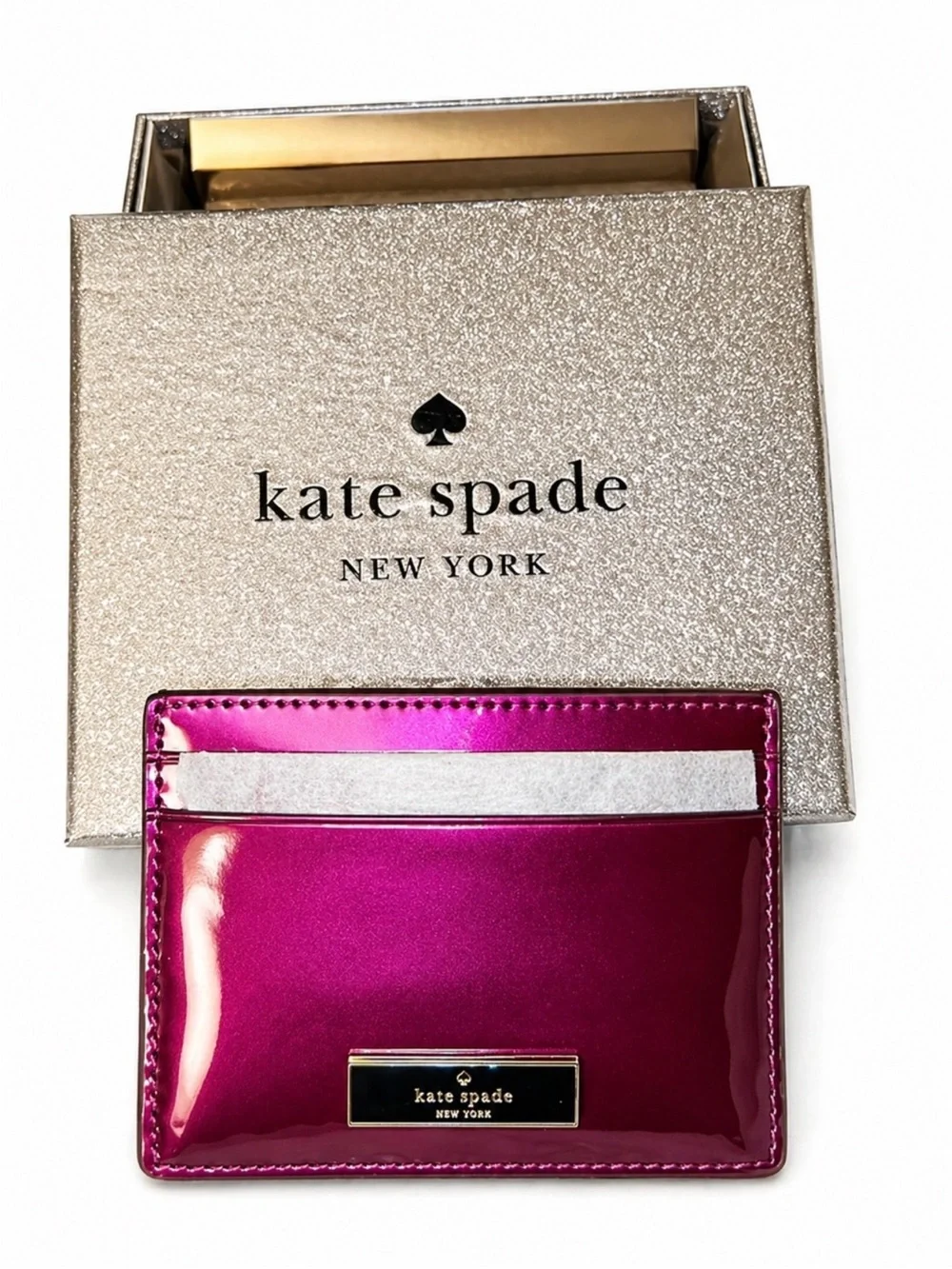 Kate Spade Kenzie Patent‎ Slim Card Holder Dark Raspberry NIB